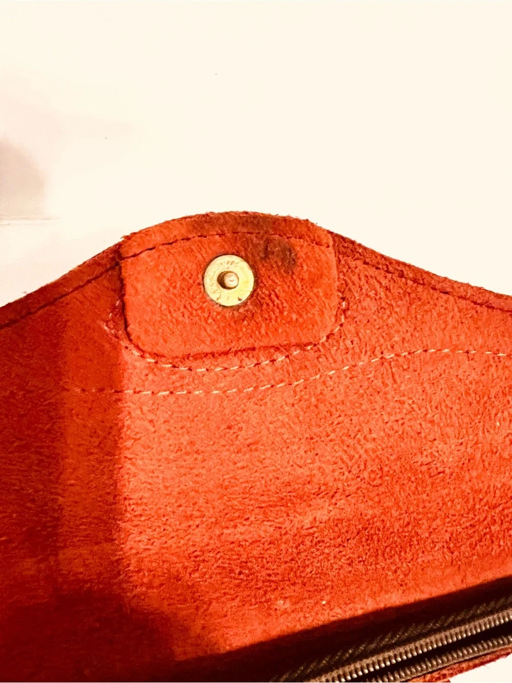 Vintage Suede Leather Envelope Clutch/Check Book-Coin Zip Comp.-CC Holders-Haiti